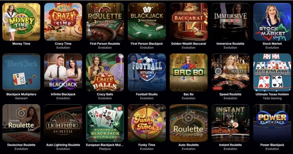 Live Casino Spiele in der NV Casino Lobby